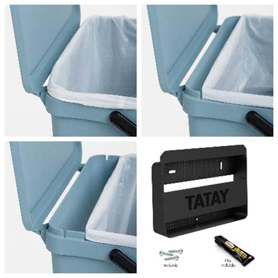 TATAY Smart EcoHome - Cubo Orgánico 6L Soporte Plástico 100% Reciclado. Azul Mist