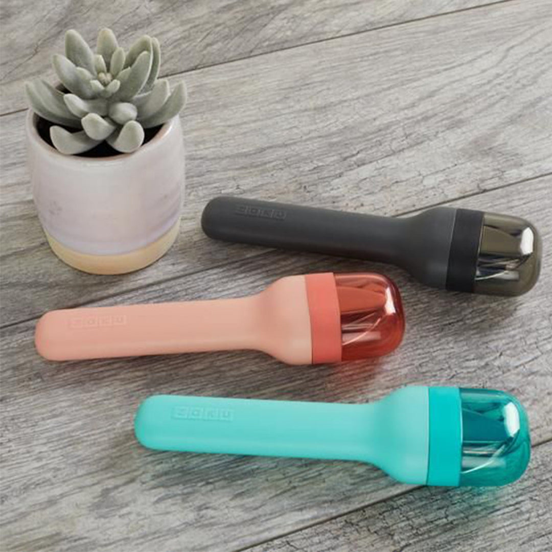 ZOKU - Kit de Cubiertos Reutilizables en Acero Inoxidable con Estuche. Turquesa