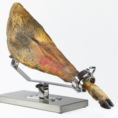 BELLO Mulhacén - Soporte Jamonero Basculante en Acero Inoxidable con Cabezal Giratorio