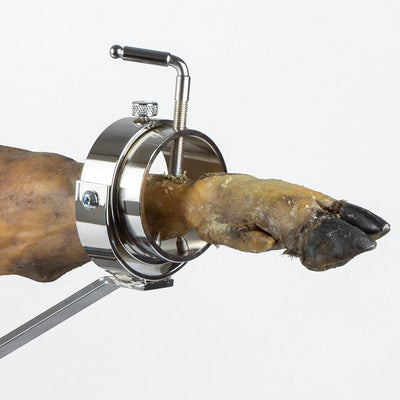 BELLO Mulhacén - Soporte Jamonero Basculante en Acero Inoxidable con Cabezal Giratorio