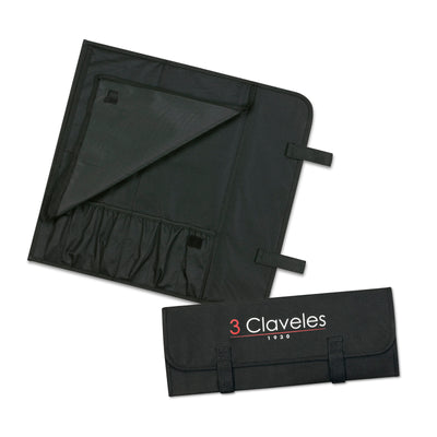 3 Claveles - Estuche de Loneta Profesional Enrollable con Velcro para 6 Cuchillos