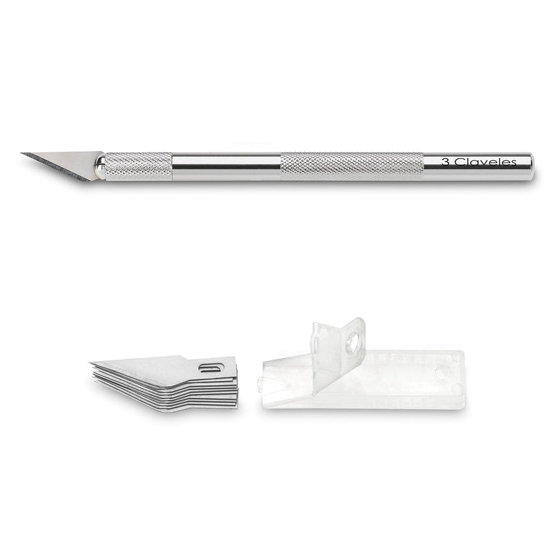 3 Claveles - Cutter Escalpelo Profesional en Aluminio para Corte de Precisión