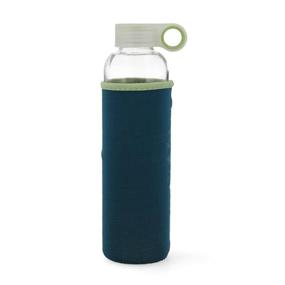QUID Samba - Botella de Agua 0.6L en Vidrio con Funda de Neopreno. Azul