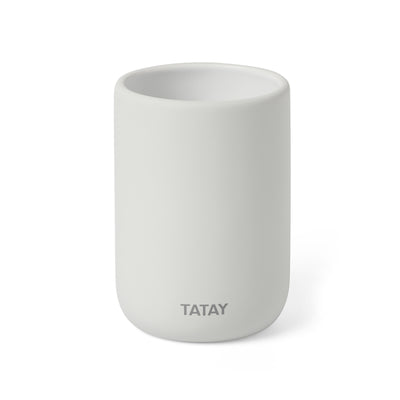 TATAY Soft - Vaso Porta Cepillos de Baño en Cerámica con Tacto Suave. Blanco