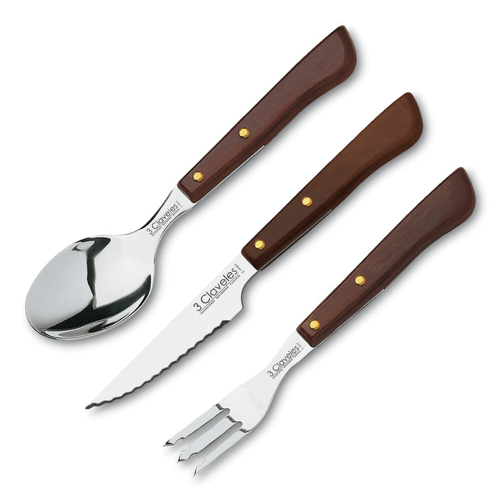 3 Claveles - Set de 6 Cuchillos Chuleteros 10.5 cm Acero Inoxidable Mango IMC