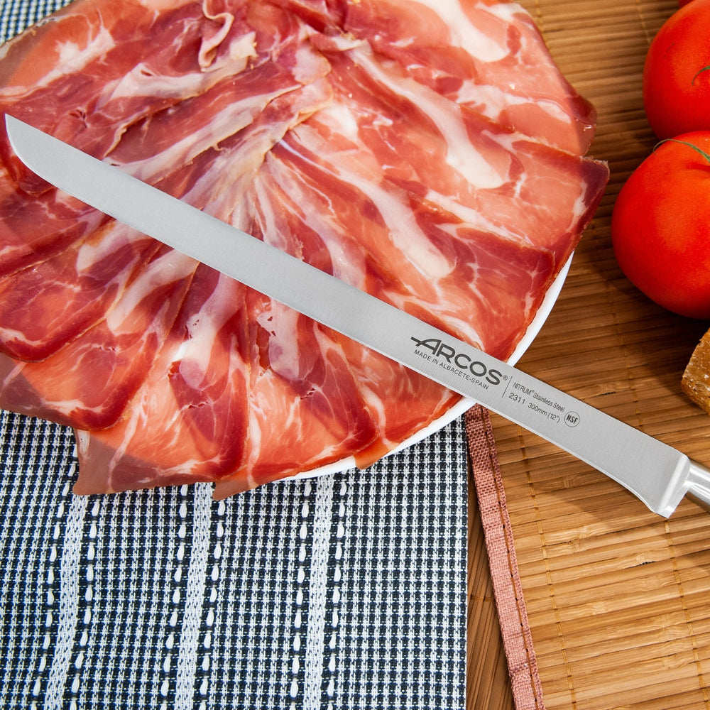 ARCOS 231000 - Cuchillo Jamonero Alveolado Profesional Acero Forjado 25 cm, Serie RIVIERA