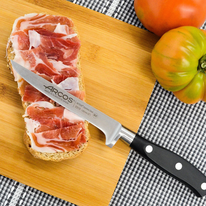 ARCOS 231000 - Cuchillo Jamonero Alveolado Profesional Acero Forjado 25 cm, Serie RIVIERA