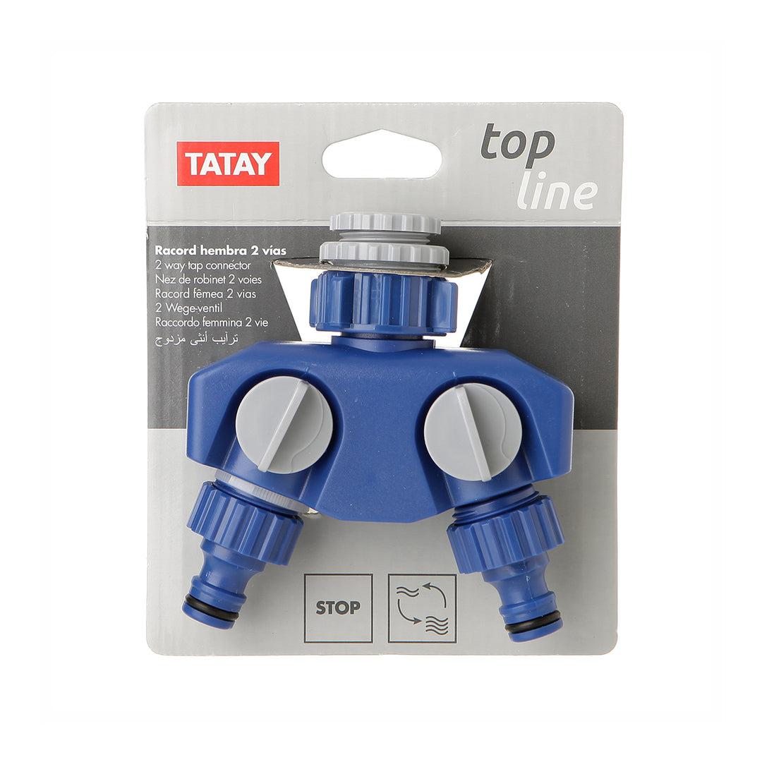 TATAY Top Line - Conector de 2 Vías para Grifo de 1" 3/4" y 1/2" Hembra. Racor Anti UV
