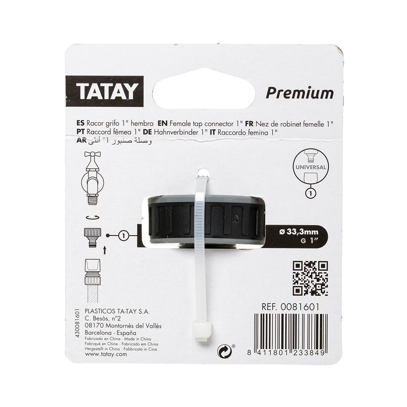 TATAY Premium - Conector Universal para Grifo de 1" Hembra. Racor Anti UV