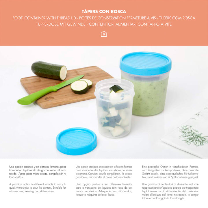 TATAY Twist - Set de 6 Recipientes Redondos 0.2L con Cierre Hermético a Rosca