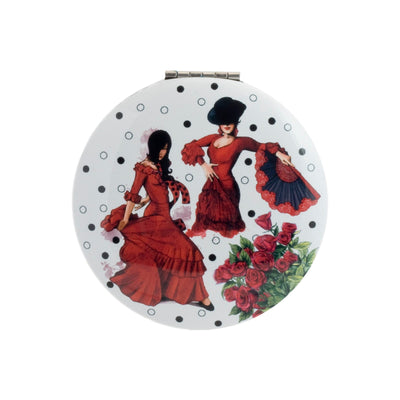 JAVIER Flamenca - Espejo de Bolsillo de 7 cm Redondo y con Aumento