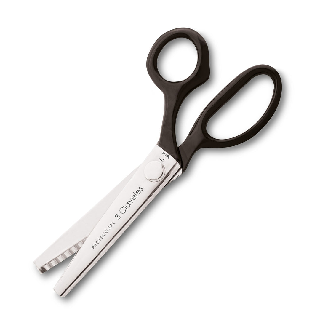 3 Claveles - Tijeras de Sastre Profesionales para Diestros, Corte en Zig-Zag, Varios Usos, 18 cm - 7"