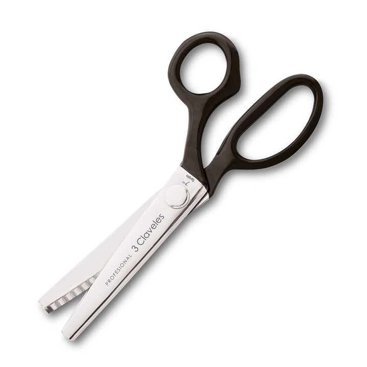 3 Claveles - Tijeras de Sastre Profesionales para Diestros, Corte en Zig-Zag, Varios Usos, 18 cm - 7"