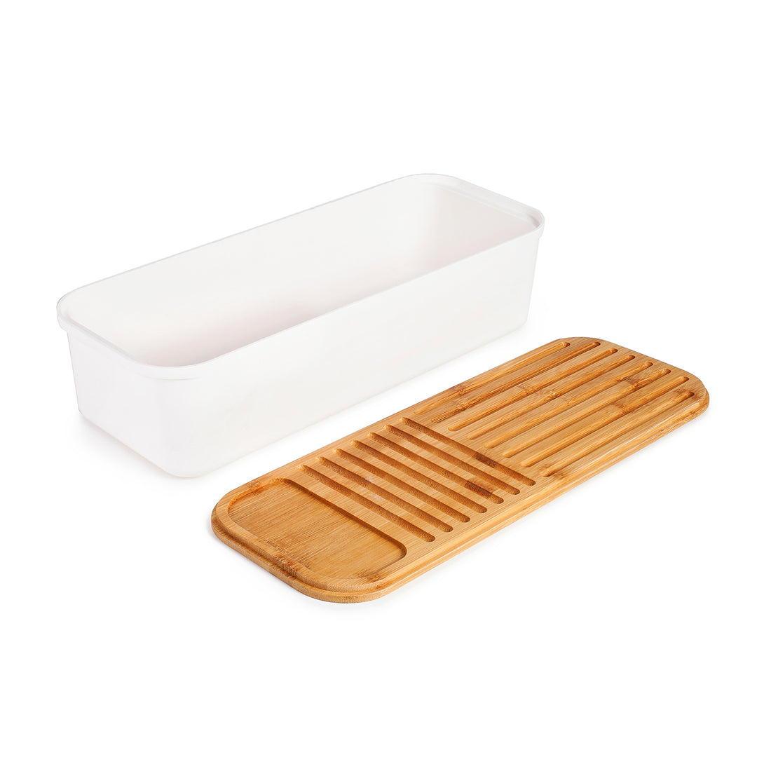 IBILI - Panera Baguette con Tabla de Corte Incorporada en Bambú. Blanco