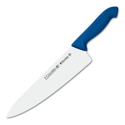 3 Claveles Proflex - Cuchillo Profesional Cocinero Ancho 25 cm Microban. Azul