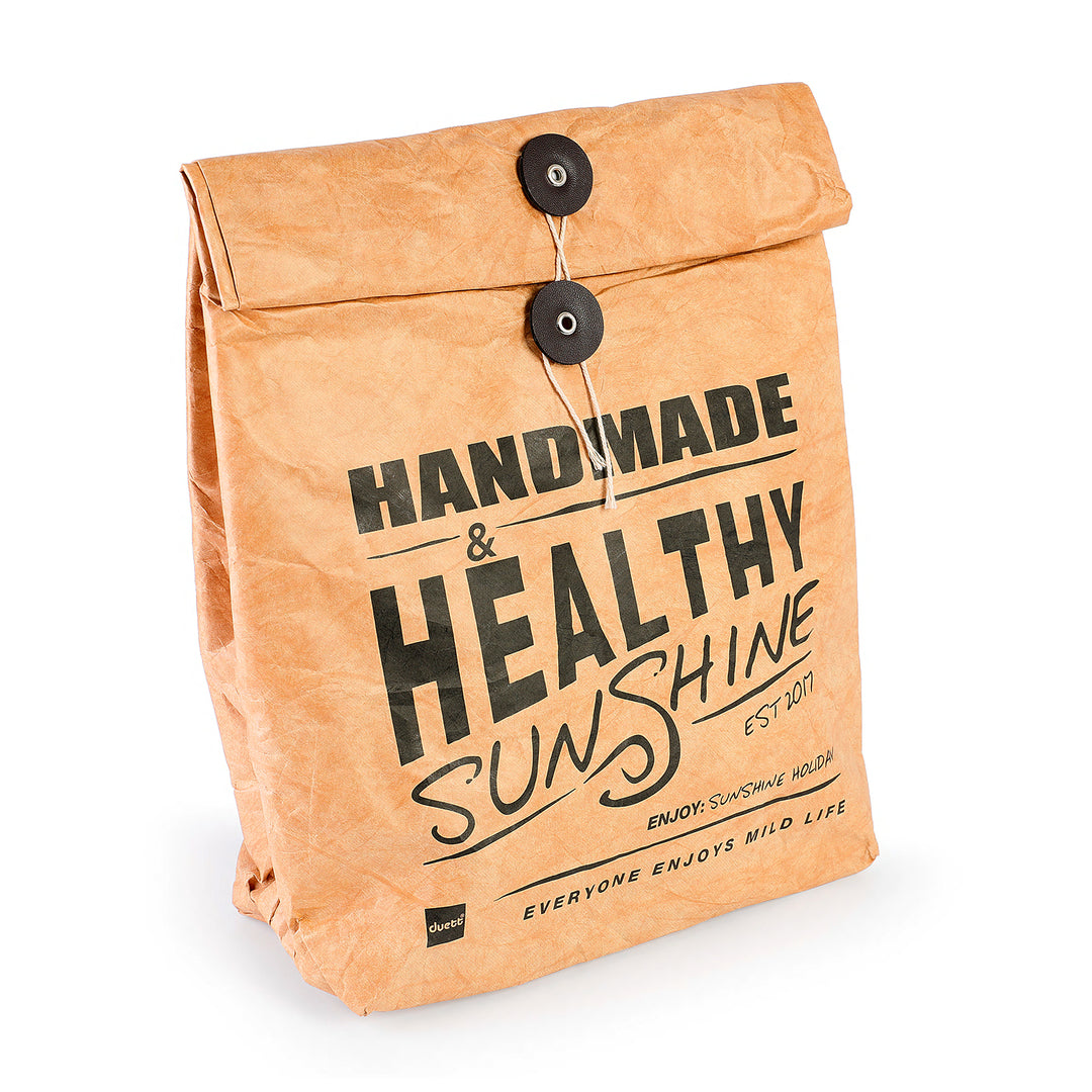 Bolsa Térmica Porta Alimentos DuPont Tyvek, Ecológica y Reciclable. Tamaño Pequeño. Marrón