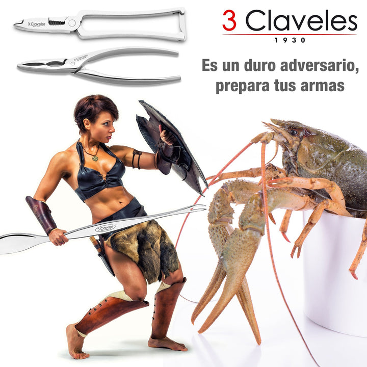 3 Claveles - Lote de 2 Pinzas Corta Mariscos Profesionales Dentadas 16 cm