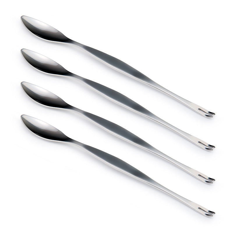 3 Claveles - Lote de 2 Pinzas y 4 Tenedores para Marisco en Acero Inoxidable