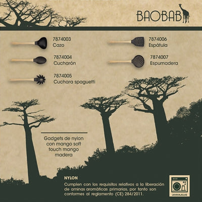 QUID Baobab - Espumadera de Cocina 38 cm Nylon y Mango Madera Soft Touch