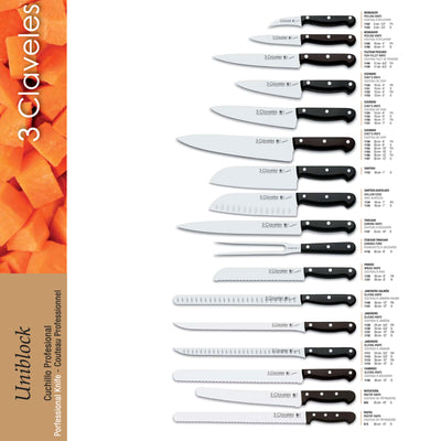 3 Claveles Uniblock - Cuchillo Cocinero Profesional 15 cm Acero Inoxidable