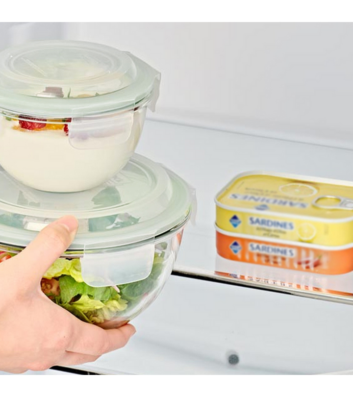 Glasslock Bowl - Ensaladera Hermética Redonda con Tapa de 0.4L en Vidrio Templado